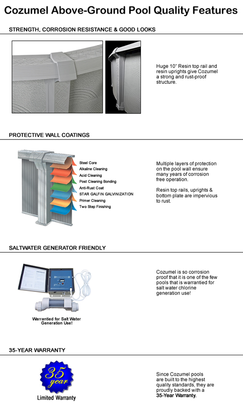 Features of Zanzibar Above ground pool