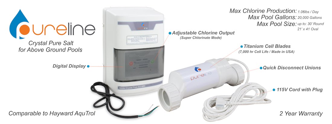 PureLine Crystal Pure Above Ground Pool Salt Chlorine Generator PL7706