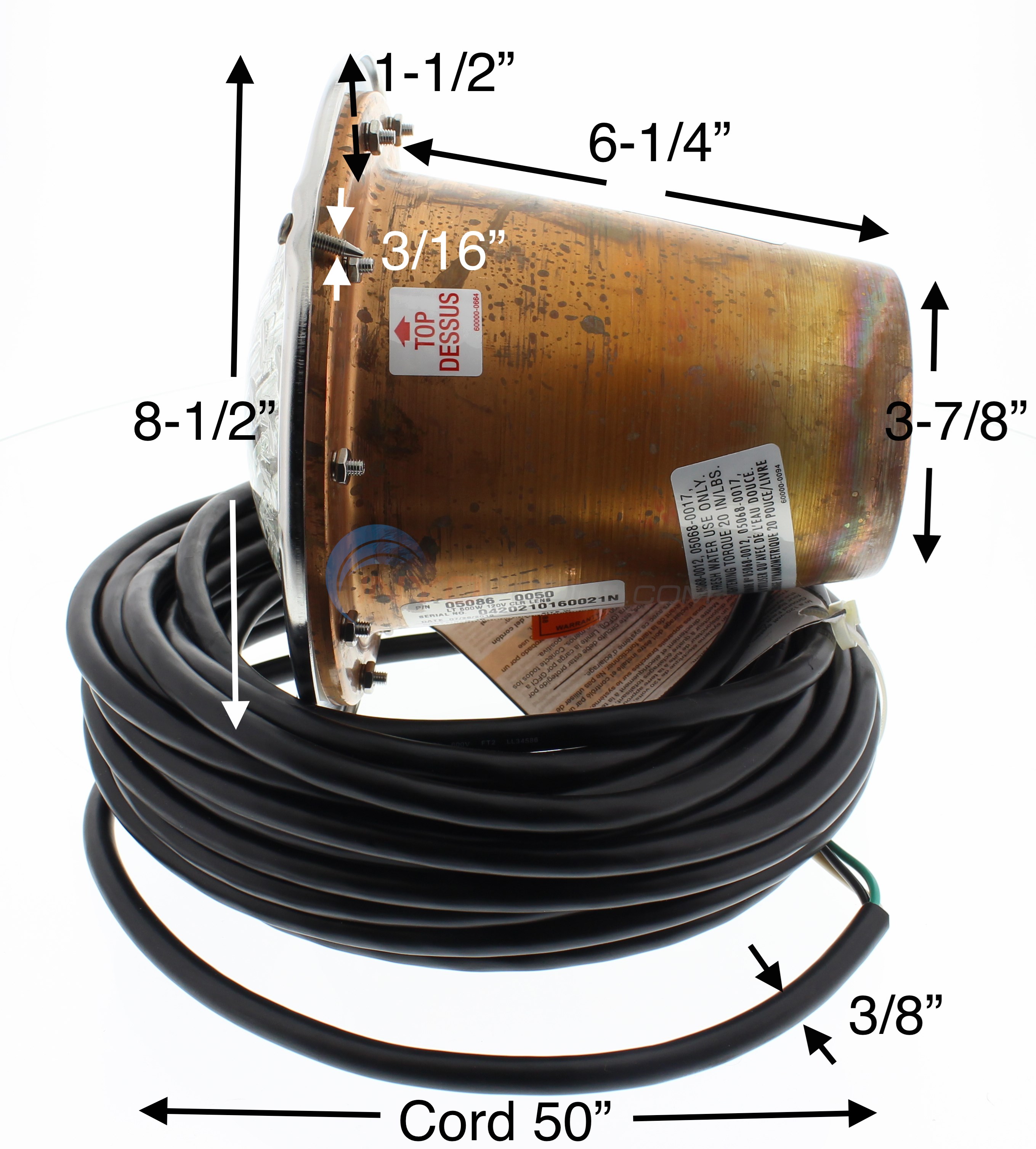 StaRite SwimQuip Underwater Light 500 Watt 120 Volt 25' Cord 05086