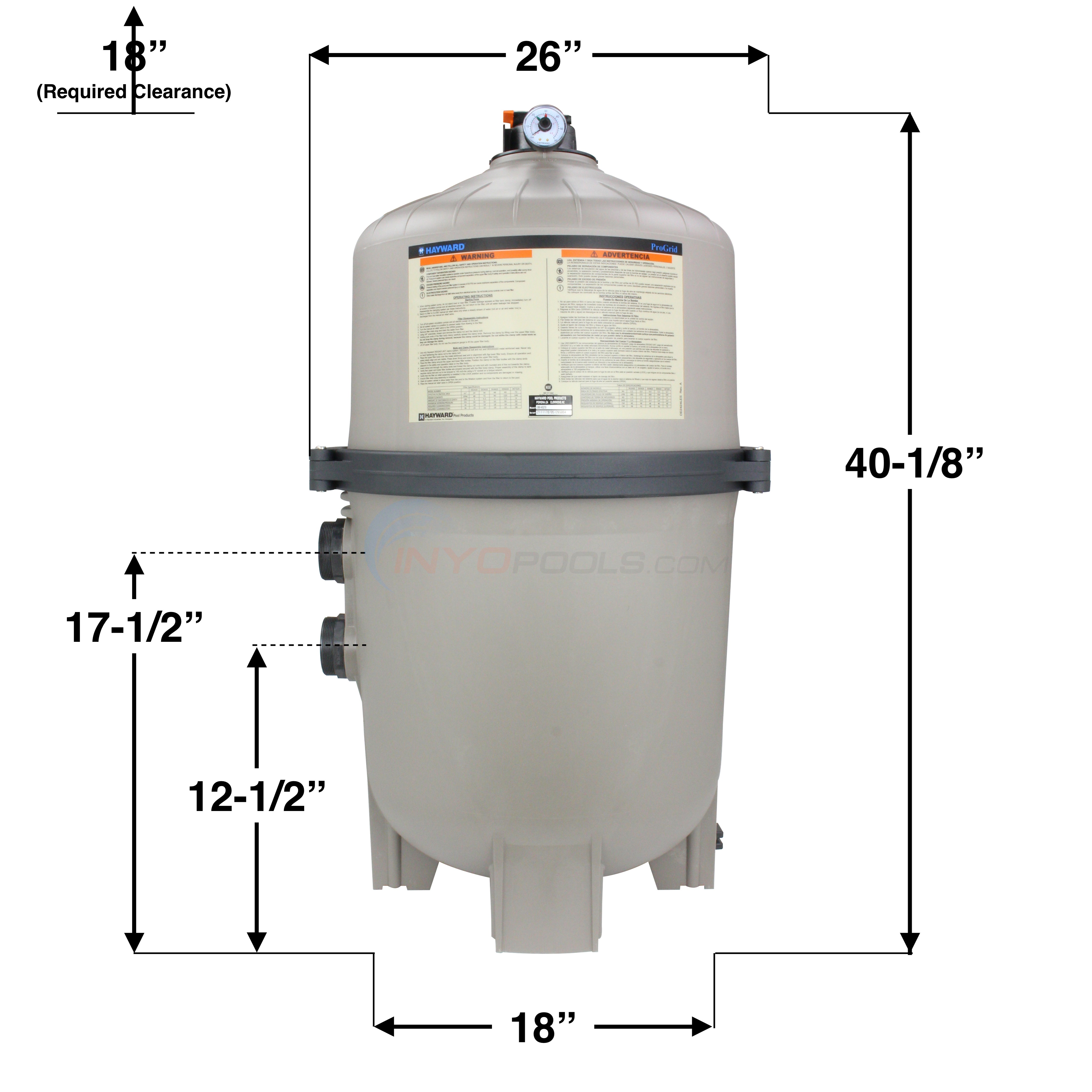 Hayward Pro Grid DE Filter 48 Sq Ft w/o Valve W3DE4820