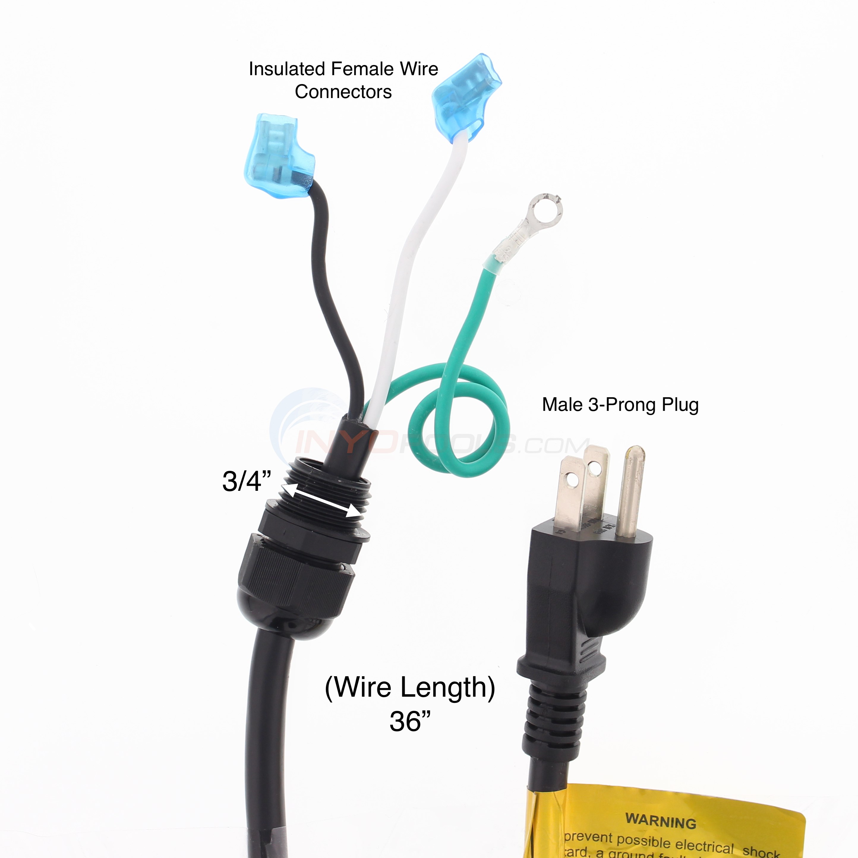 Hayward 3Prong Pump Power Cord, 3', 14 GA, 115V (SPX1250WA