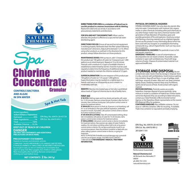 Natural Chemistry CHLORINE CONCENTRATE 1.5 lbs - 04111