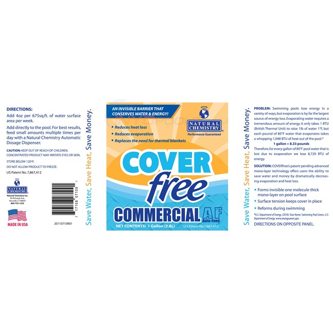 Natural Chemistry Cover Free, Conserves Pool Water and Solar Heat, 1 Gallon - 07109