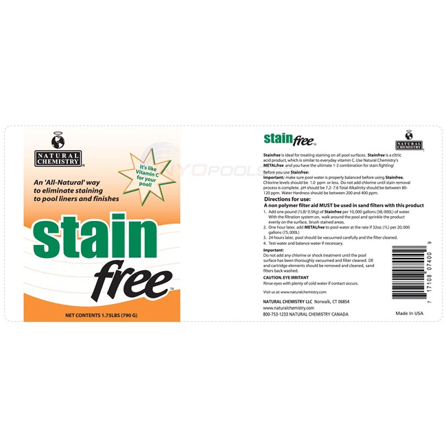 Natural Chemistry STAIN FREE 1.75 Lbs - 07400