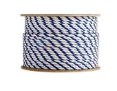 1 Foot of 3/4" Twisted Poly Blue and White Rope
