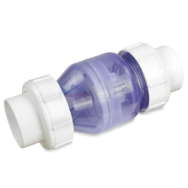 Flo Control Clear 1/2 lb. Spring Check Valve with Unions - 2" - 1700C20