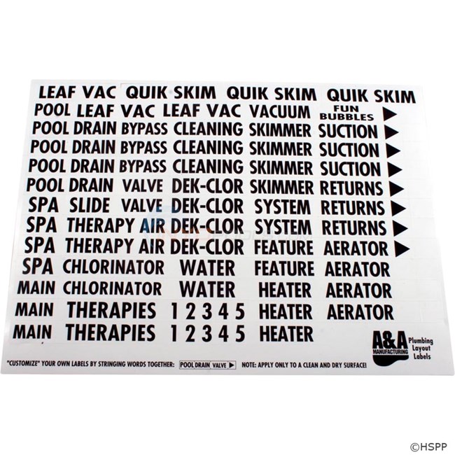 Plumbing Labels, A & A Manufacturing (777704)