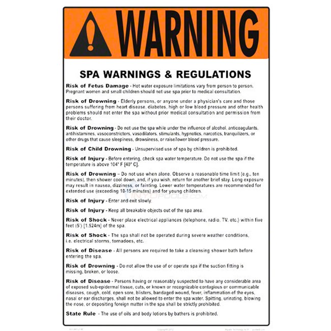 Swimming Pool Sign - Spa Rules - NSSSW23