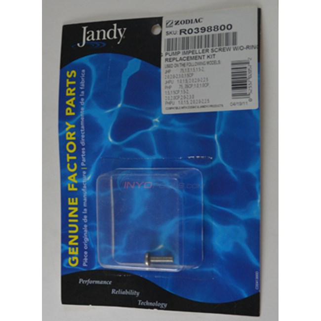 Jandy Impeller Screw W/oring (r0398800) - 5020-072