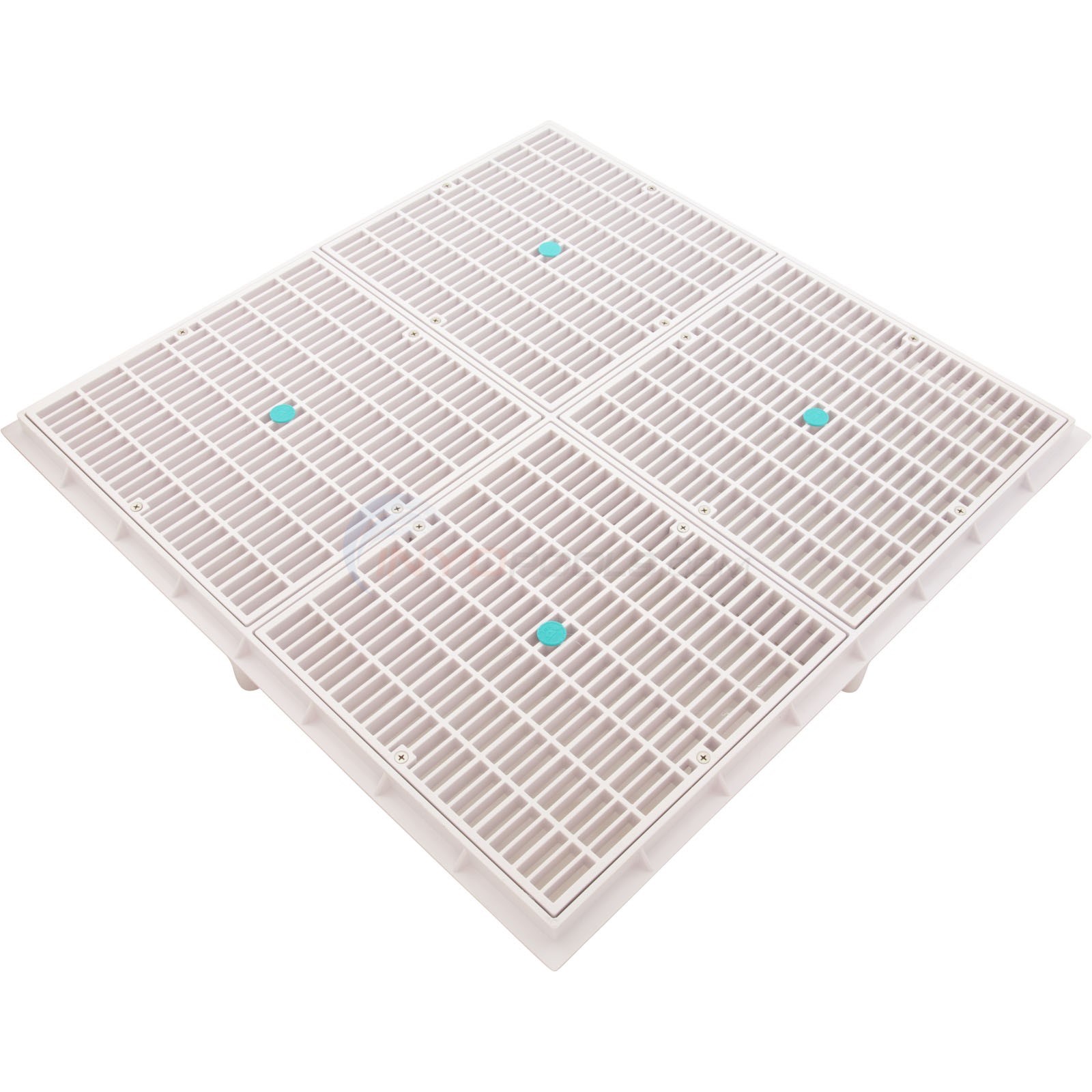 Drain Grate, 4-12" Sq, with 24" Square Frame, Anti-Entrapment, White - 24101