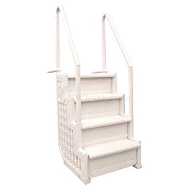 Antigua Entry Step - White 4 Steps that are 32" Wide - Fits most 48" to 54" Above Ground Pools - AC30163