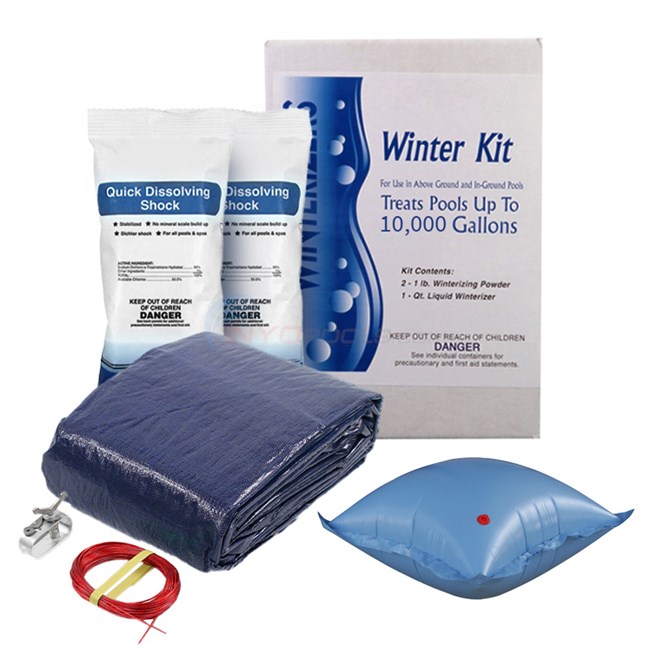 PureLine 12 ft. x 24 ft. Oval Solid A/G Pool Winter Cover Kit - 8 Year - AGWINKIT12248