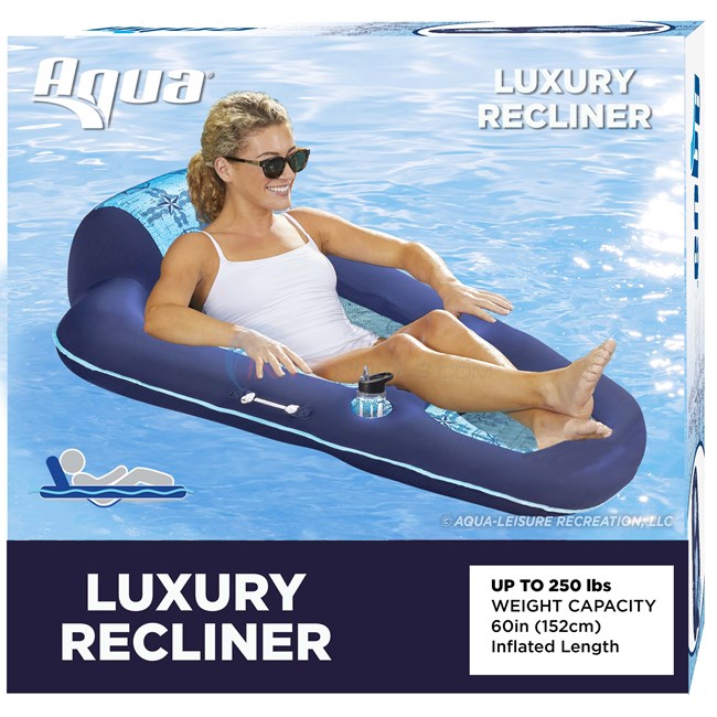 Aqua Leisure Aqua Luxury Water Lounge - Backrest & Footrest, Navy/Light Blue - AZL4029
