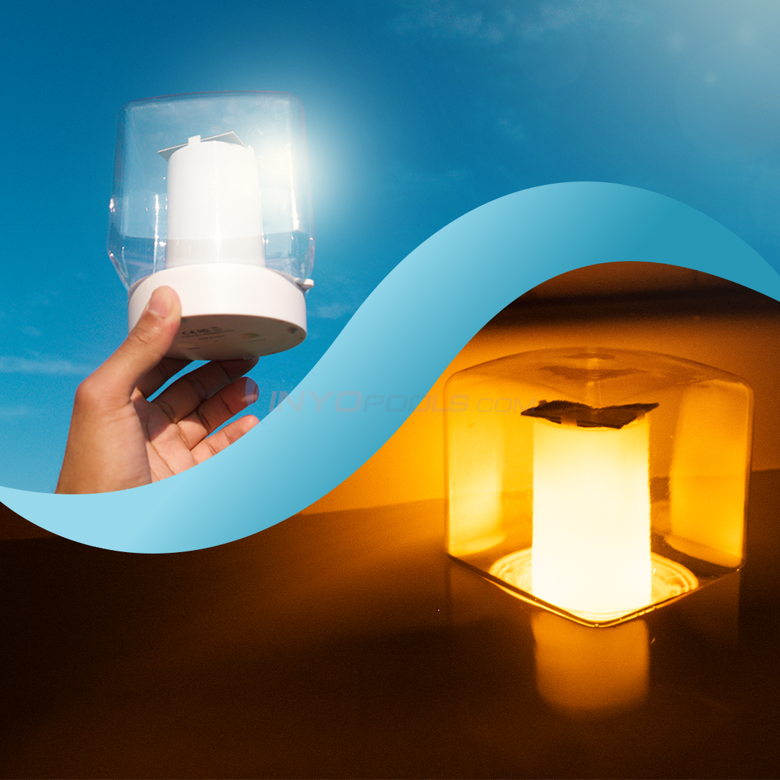 Solar Floating Flame Candle Pool Light, Lights Up at Night, 3 Modes | By Pureline
