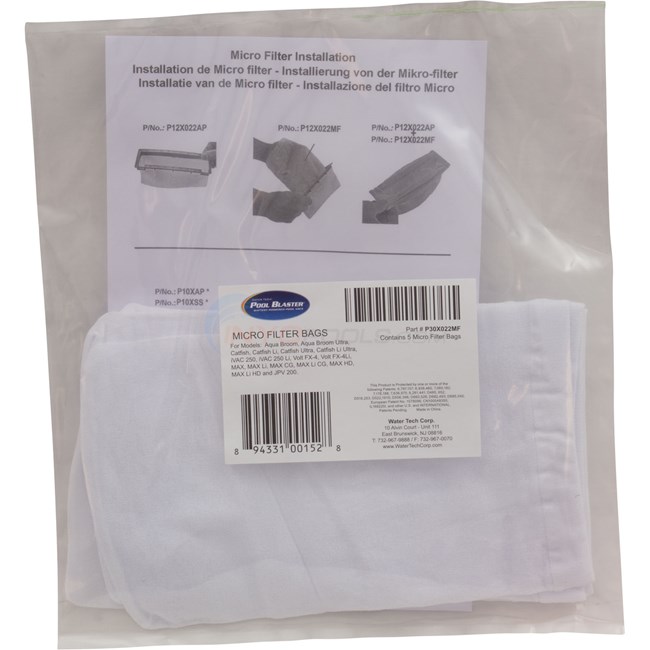 Water Tech Pool Buster Micro-filter Bags, Pack of 5 - P30X022MF
