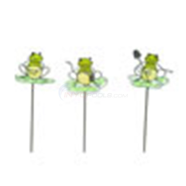 Aquascape Glass Frogs With Lilies Garden Stakes - Set Of 3 - 30"H - 98329