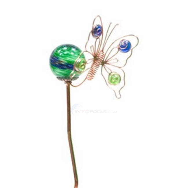Aquascape Glass Butterfly With Glow Ball Garden Stake - 36"H - 98330