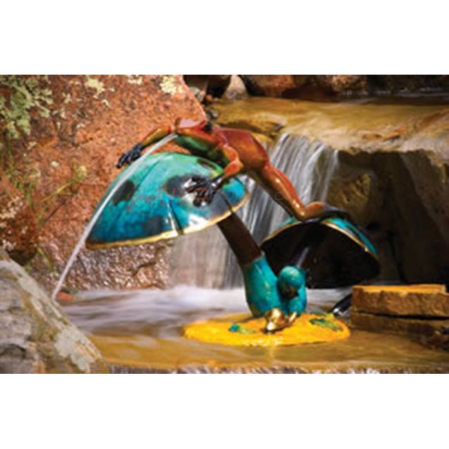 Aquascape Single Frog on Two Mushrooms Spitter (Special Colorful Patina) - 98514