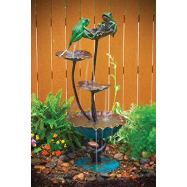 Aquascape Two Frogs on Lotus Fountain (Special Colorful Patina) - 98518