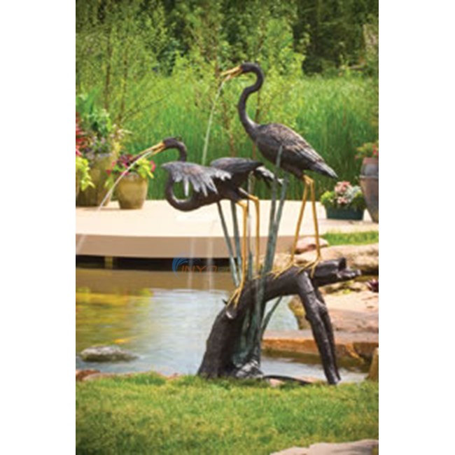 Aquascape Two Large Herons on a Log Spitter (49x43x74) - 98523