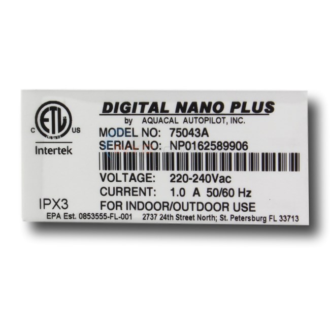 AutoPilot Digital Nano Plus Salt Chlorine Generator 220V - DNP2