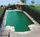 Safety Cover for  16' x 32' Rectangular Inground Pool with 4' x 8' Center End Stair Steps - Green Solid - 201632RECES48VXSGRN