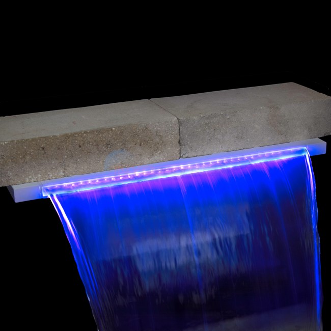 Waterfall, 36" Color Changing LED, Back Port, 6" Lip, White, 100 Ft. Cord - 25677-330-000