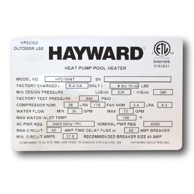 Hayward HeatPro Heat Pump 95,000 BTU - W3HP21004T - INYOPools.com