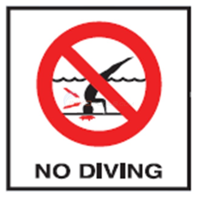 Inlays Depth Marker-Glass 6" Smooth No Diving w/ Int'l Symbol (Red)-1 Tile - G611500