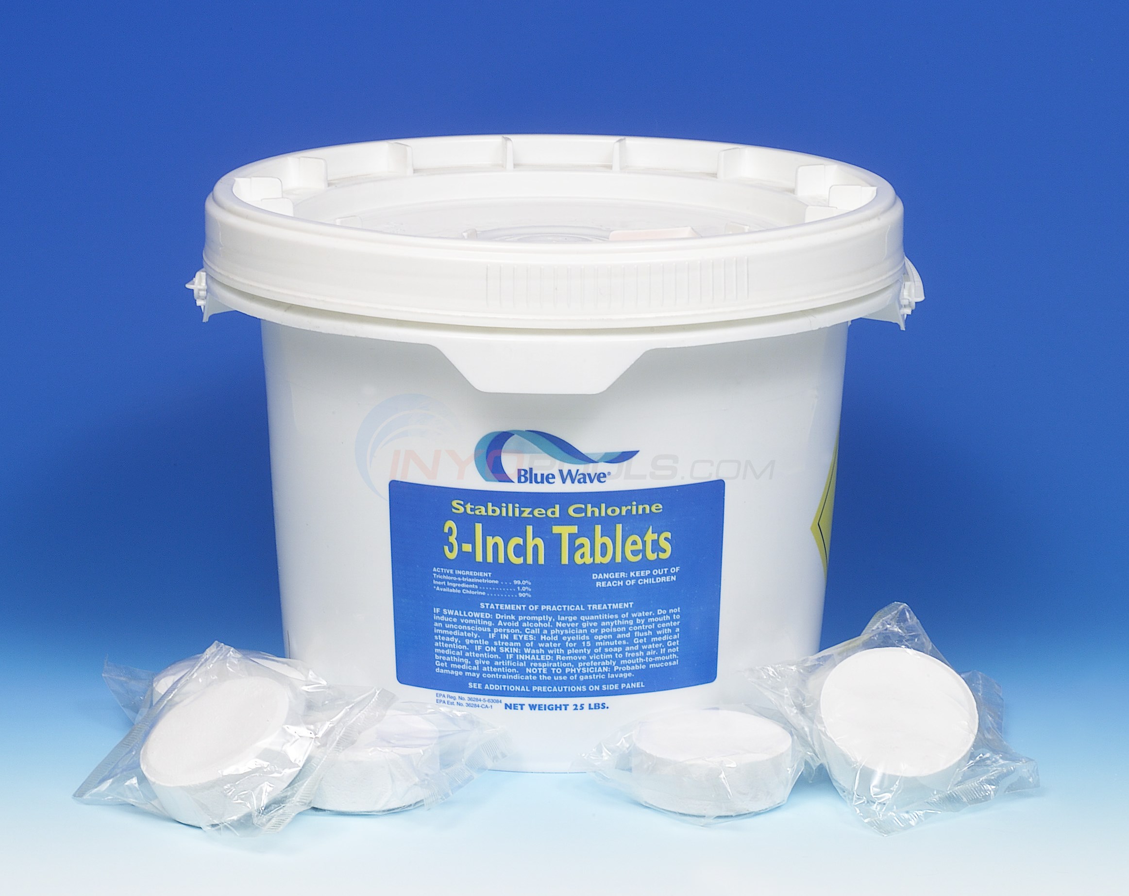 Blue Wave 3 inch Chlorine Tablets 25 lb. pail NC140