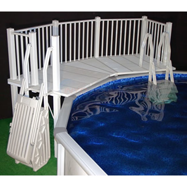 5'x13' Above Ground Pool Deck System w/ Ladders WHITE - NE144 - INYOPools.com