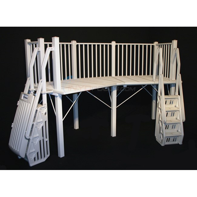 5'x13' Above Ground Pool Deck System w/ Ladders WHITE - NE144 - INYOPools.com