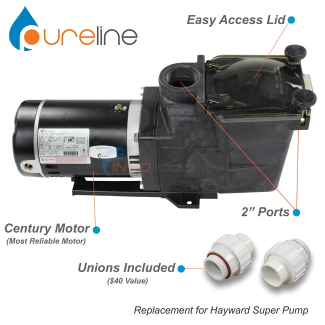 Pureline Prime Pool Pump 2 HP Salt Friendly Out of Stock for 2019 - PL2623