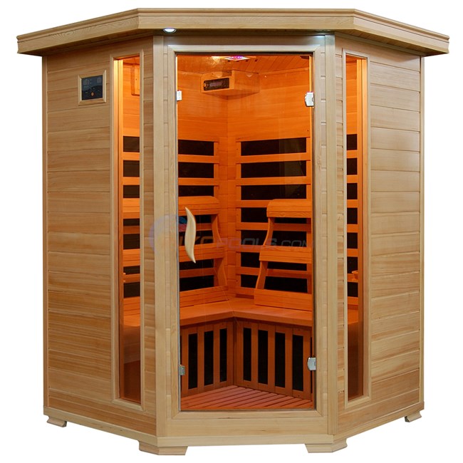 Blue Wave SANTA FE - 3 Person Infrared Sauna with Carbon Heaters - Corner Unit - SA2412DX