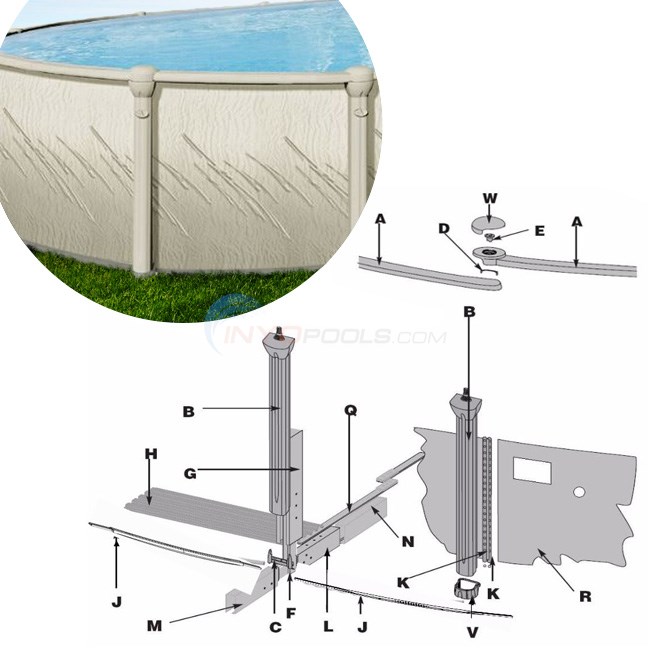 Atrium 15x30' Oval 52" Wall (Resin Top Rail, Resin Upright) Parts Diagram