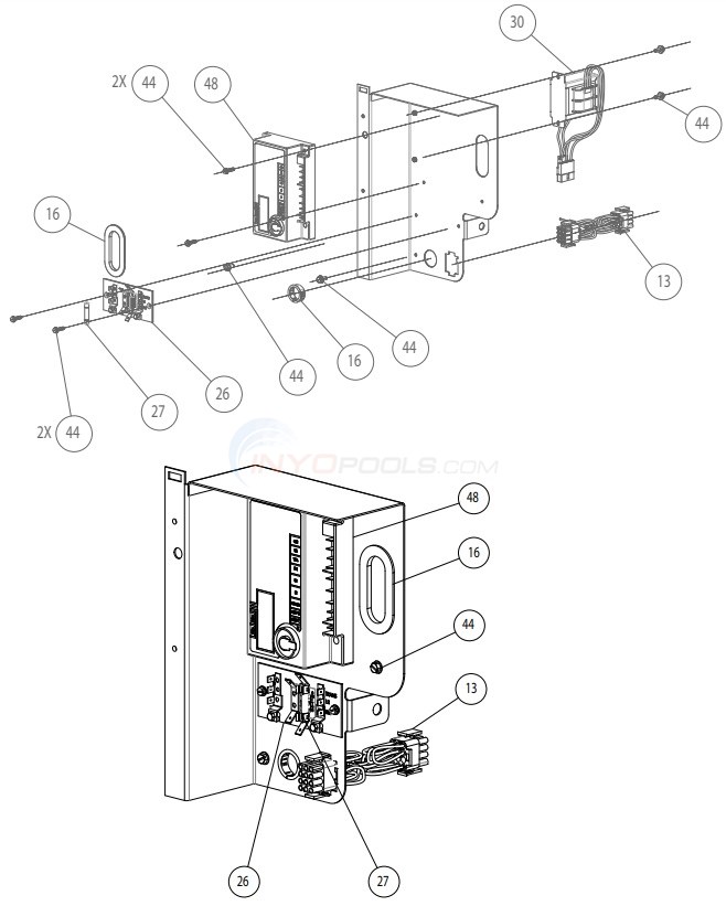 Pentair ETi 250 Heater - Electrical Parts Diagram