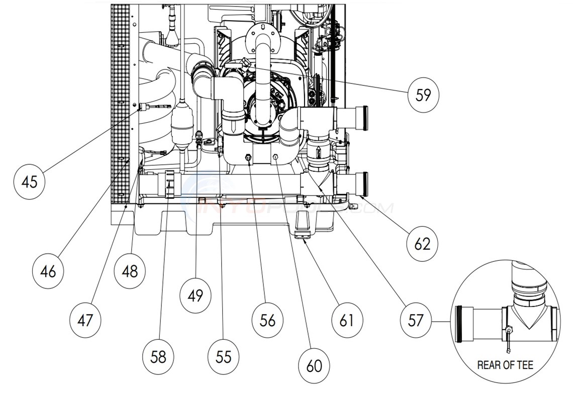 Pentair Ultratemp ETi Pool Heater - Plumbing Parts Diagram