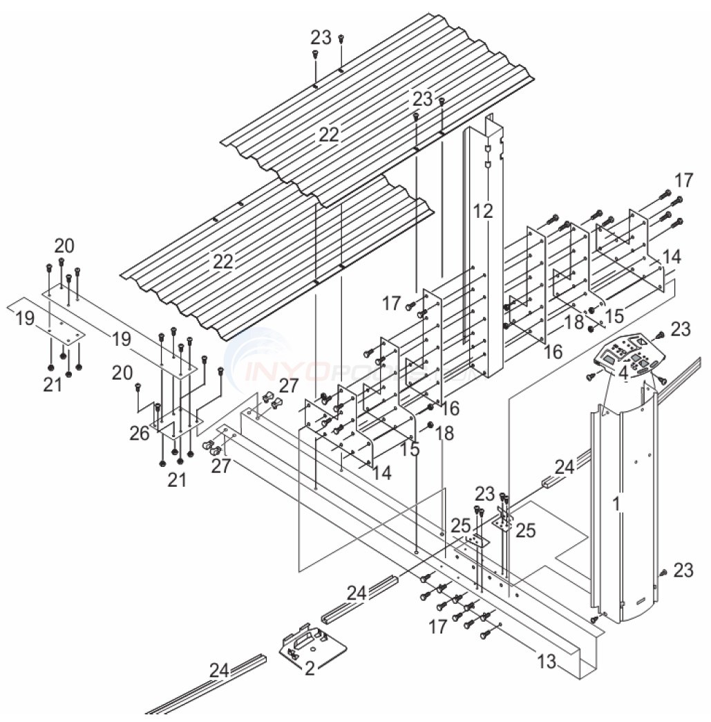 Belize 15'x30' Oval (Steel Top Rail, Steel Upright) Diagram
