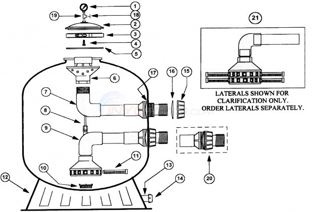 Baker Hydro HRV Commercial Dual Lateral Sand Filter Diagram