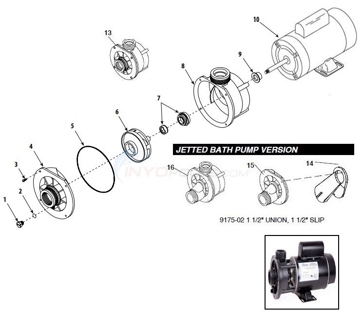 Waterway Center Discharge Spa Pump Parts