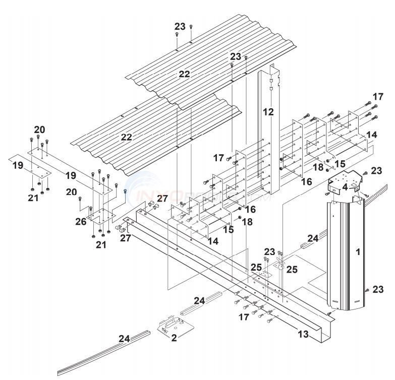 Century Gibraltar 12x18' Oval 52" (Steel Top Rail, Steel Upright) Parts Diagram