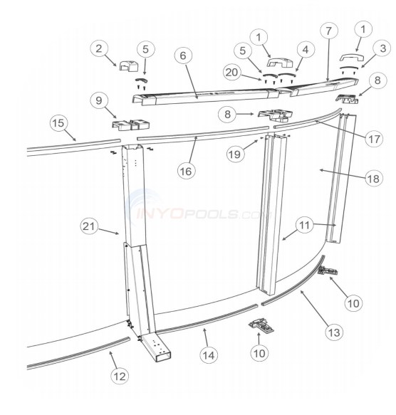 Constellation 15'x26' Oval 54" Wall (Resin Top Rail, Steel Upright) Diagram