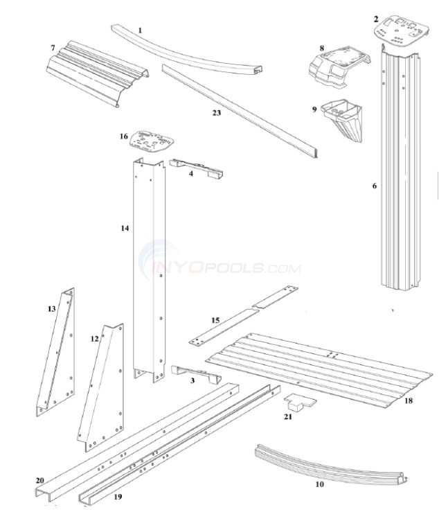 Cypress 18' x 33' Yardmore Oval 52" Wall (Resin Top Rail, Steel Upright) Diagram
