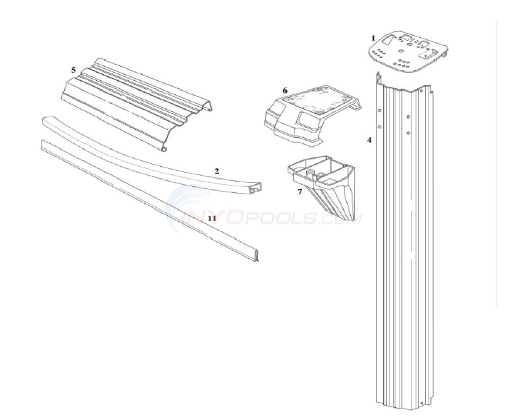 Cypress 21' Round 52" (Resin Top Rail, Steel Upright) Diagram