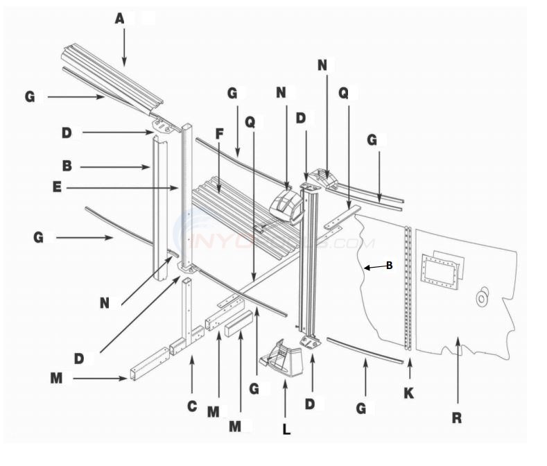 Distinction 15x26' Oval 52" Wall (Steel Top Rail, Steel Upright) Parts Diagram