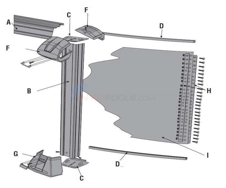 Distinction 12' Round 52" Wall (Steel Top Rail, Steel Upright) Parts Diagram