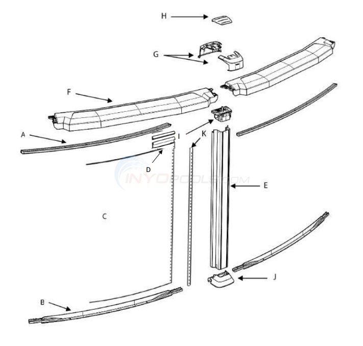 Elixir 15' Round 54" Wall (Resin Top Rail, Steel Upright) Parts Diagram