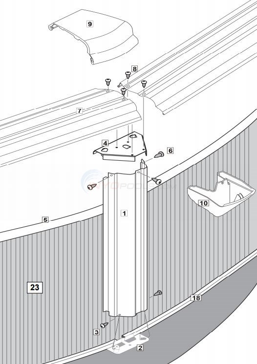 Esprit 15' Round 52" Wall ( Steel Top Rail, Steel Upright ) Parts Diagram