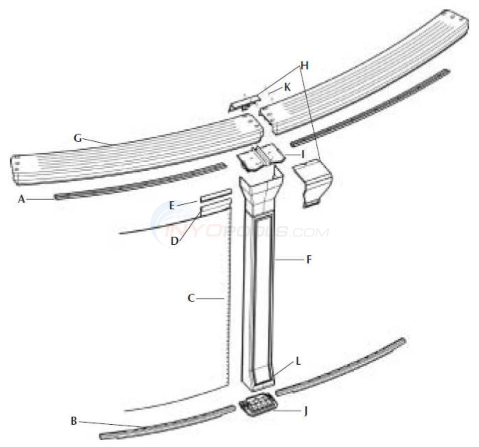 Evasion 24' Round 52" Gray (Resin Top Rail, Resin Upright) Diagram