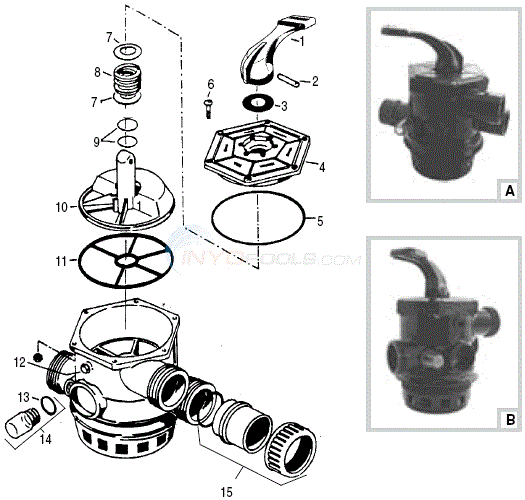 Waterco 1.5" Top Mount Valve Parts